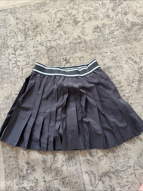 Greyson Dresses & Skirts - Greyson Pleated Women's Skirt in Dark Gray with Striped Waistband